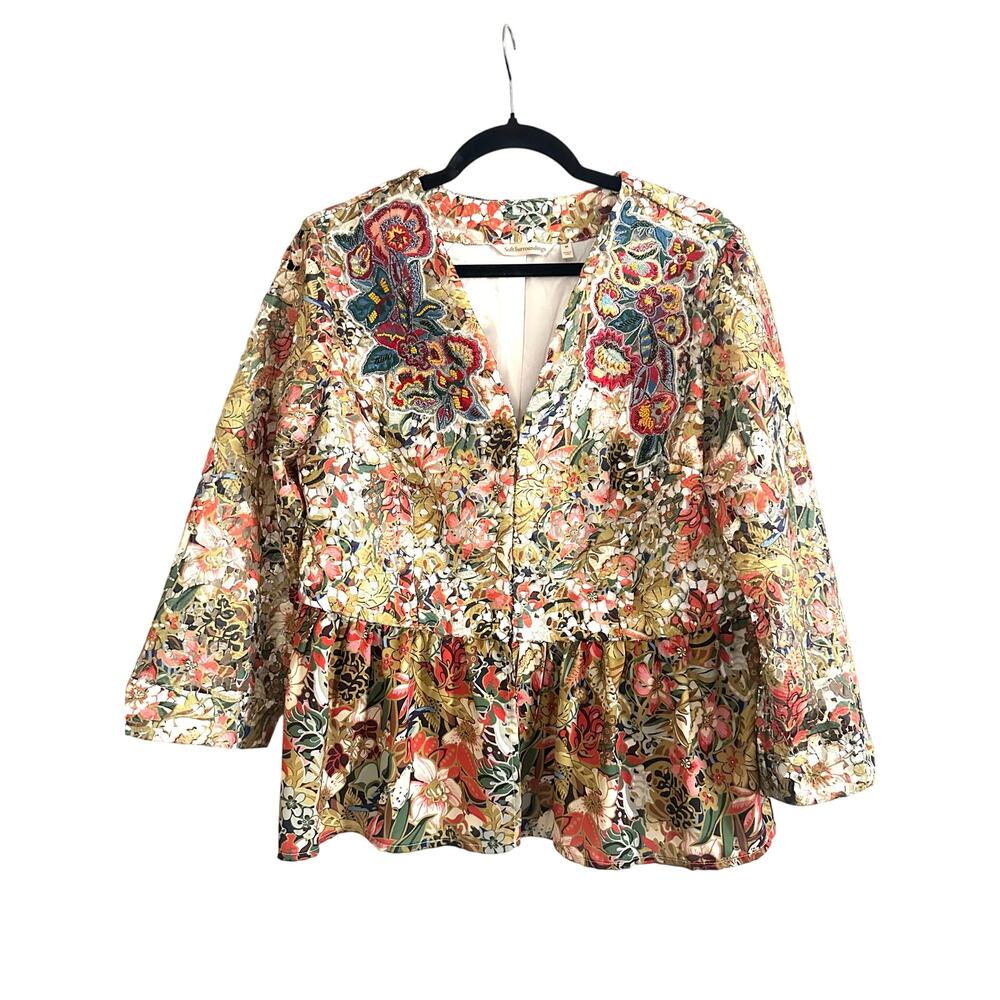 SOFT SURROUNDINGS Ariege Jacket Floral Peplum Lace Romantic Cottagecore - Sz M - Picture 3 of 7